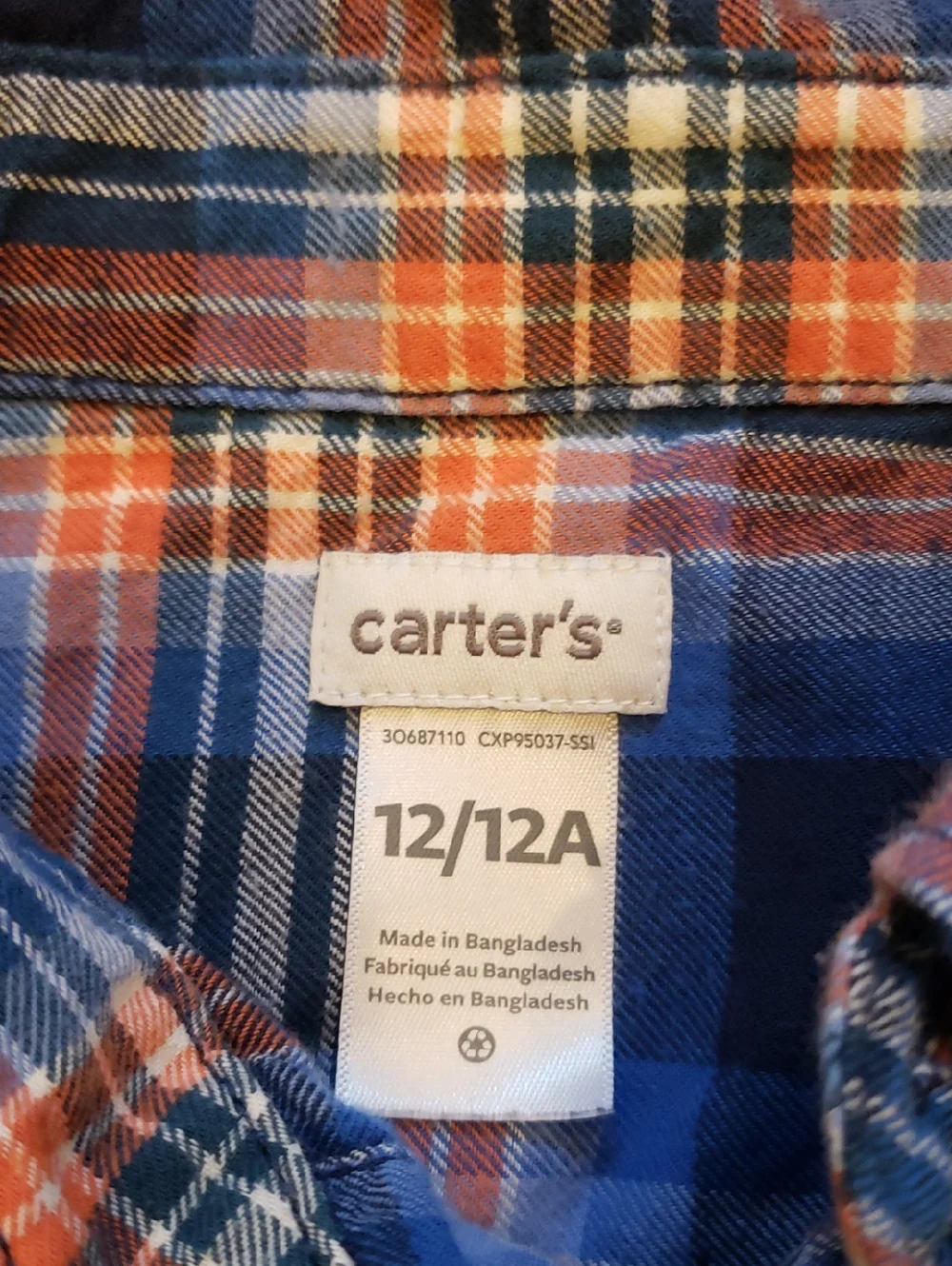Carter's Boys size 12 Plaid Button Down Shirts.